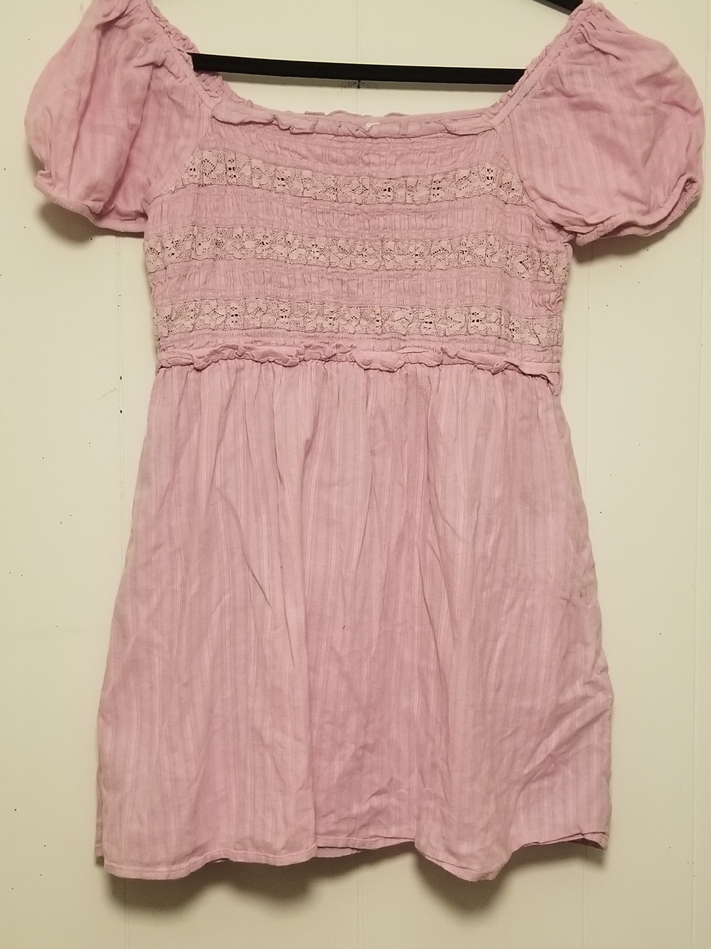 American Eagle Outfitters Pale Pink Lace-Trim Mini Dress